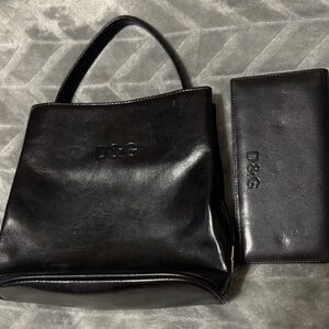 D&G Sleek Black Leather Bag and Wallet
